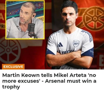 基翁:阿尔特塔别再找借口了 这赛季阿森纳必须要拿冠军